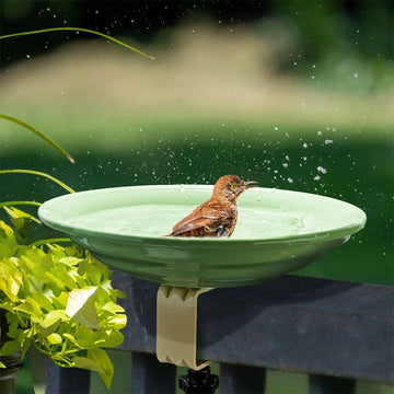 Metal Bird Bath Clamp-On Bird Water Bowl