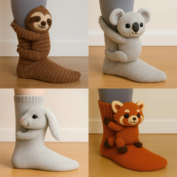 3D Knit Animal Socks - Festive Christmas Socks