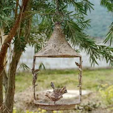 Hanging Metal Bird Bath with Chain