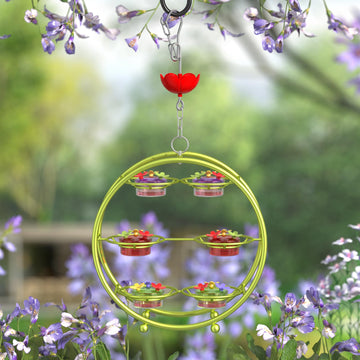 Garden Hummingbird Feeder - Outdoor Ant & Bee Proof with Multiple Ports & Top Fill