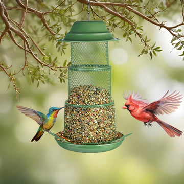 Metal Squirrel-Proof Bird Feeder - Outdoor Hanging Wild Bird Feeder with Gravity Guard