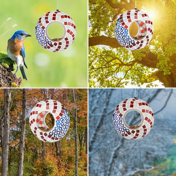 Hanging Glass Bird Feeder - Patriotic