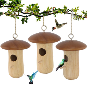 Natural Wood Hummingbird House - Handcrafted Garden Bird Shelter