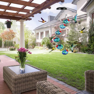 Melodic Hummingbird Feeder Wind Chime - Garden Decor with Bird Attracting Colors