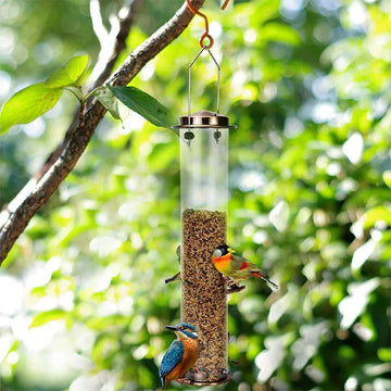 Stainless Steel Bird Feeder - 25 oz Capacity with 4 Flower-Shaped Ports, All-Weather Design