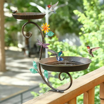 Balcony Bird Bath with Metal Clamp - Deck Mounted Bird Water Feeder for Railings