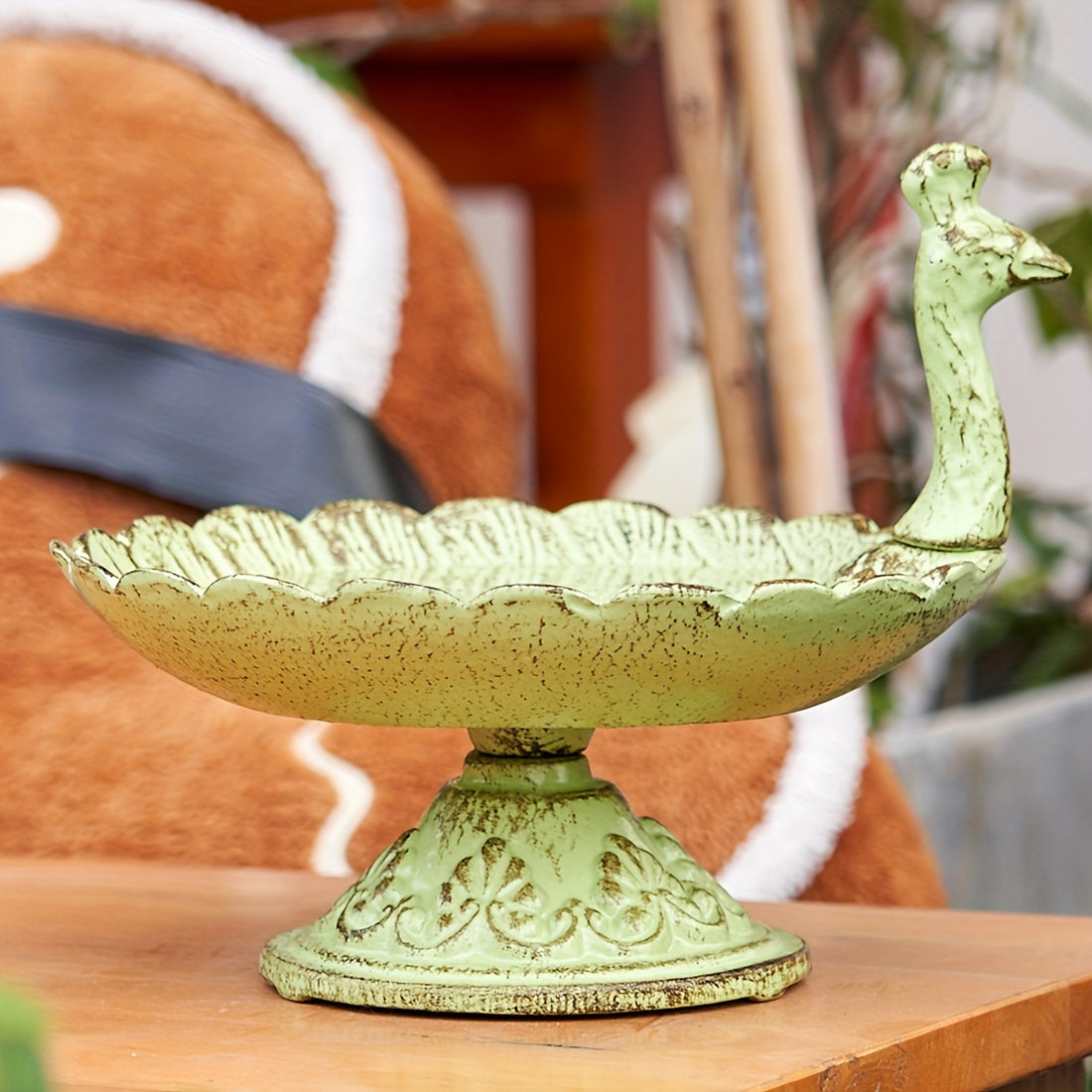 Vintage Peacock Metal Bird Bath