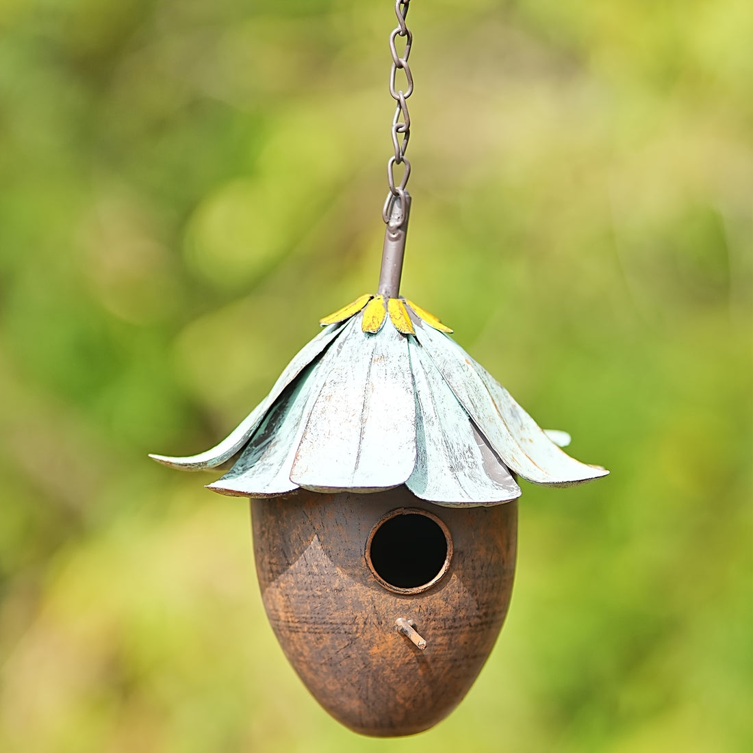 Wall Mounted Birdbath and Hanging Birdhouse