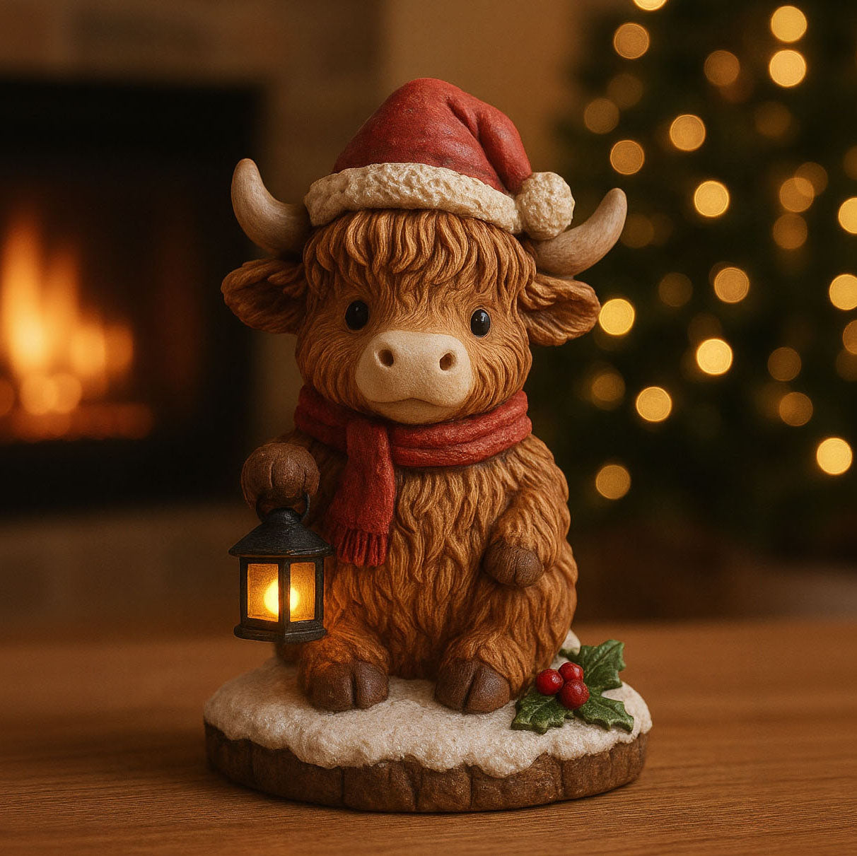 Handmade Highland Cow Christmas Night Light