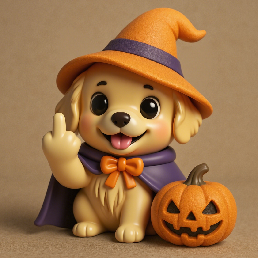 Halloween Dog with Rude Gesture Figurine - Naughty Puppy Decor
