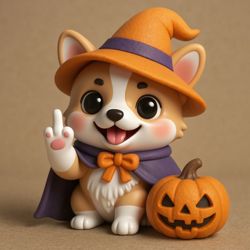 Halloween Dog with Rude Gesture Figurine - Naughty Puppy Decor
