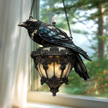 Hand-Painted Gothic Crow Lamp Ornament