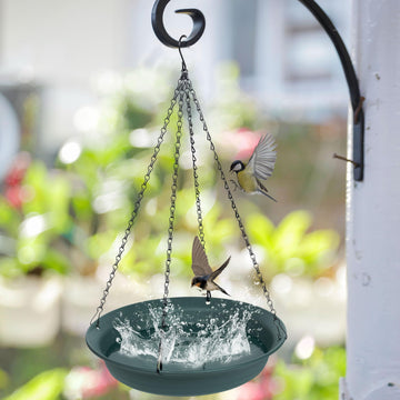 Hanging Bird Bath & Feeder - Decorative Outdoor Water Dish for Garden