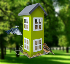 Double-Decker Bird Feeder with 4 Feeding Ports