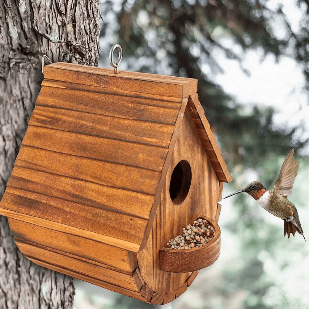 Natural Wooden Outdoor Birdhouse