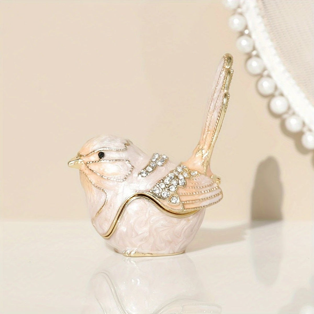 Vintage Enamel Bird Trinket Box