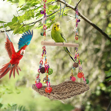 Seagrass Woven Parrot Platform Bird Climbing Hanging Hammock