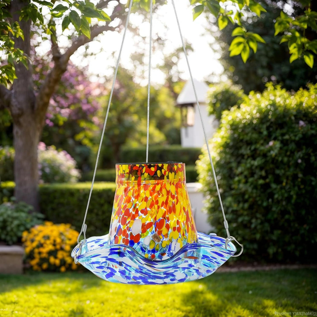 Solar Lantern Bird Feeder for Outside - Metal Bird Feeders for Wild Birds