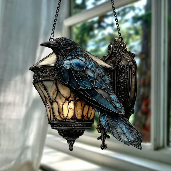 Hand-Painted Gothic Crow Lamp Ornament