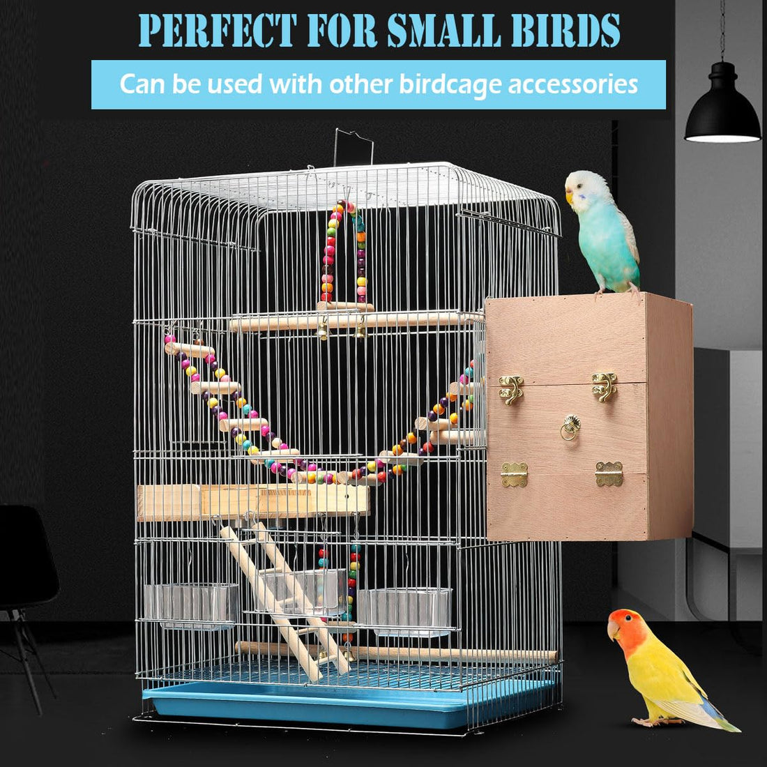 Parakeet Bird Cage with Feeding & Watering Accessories