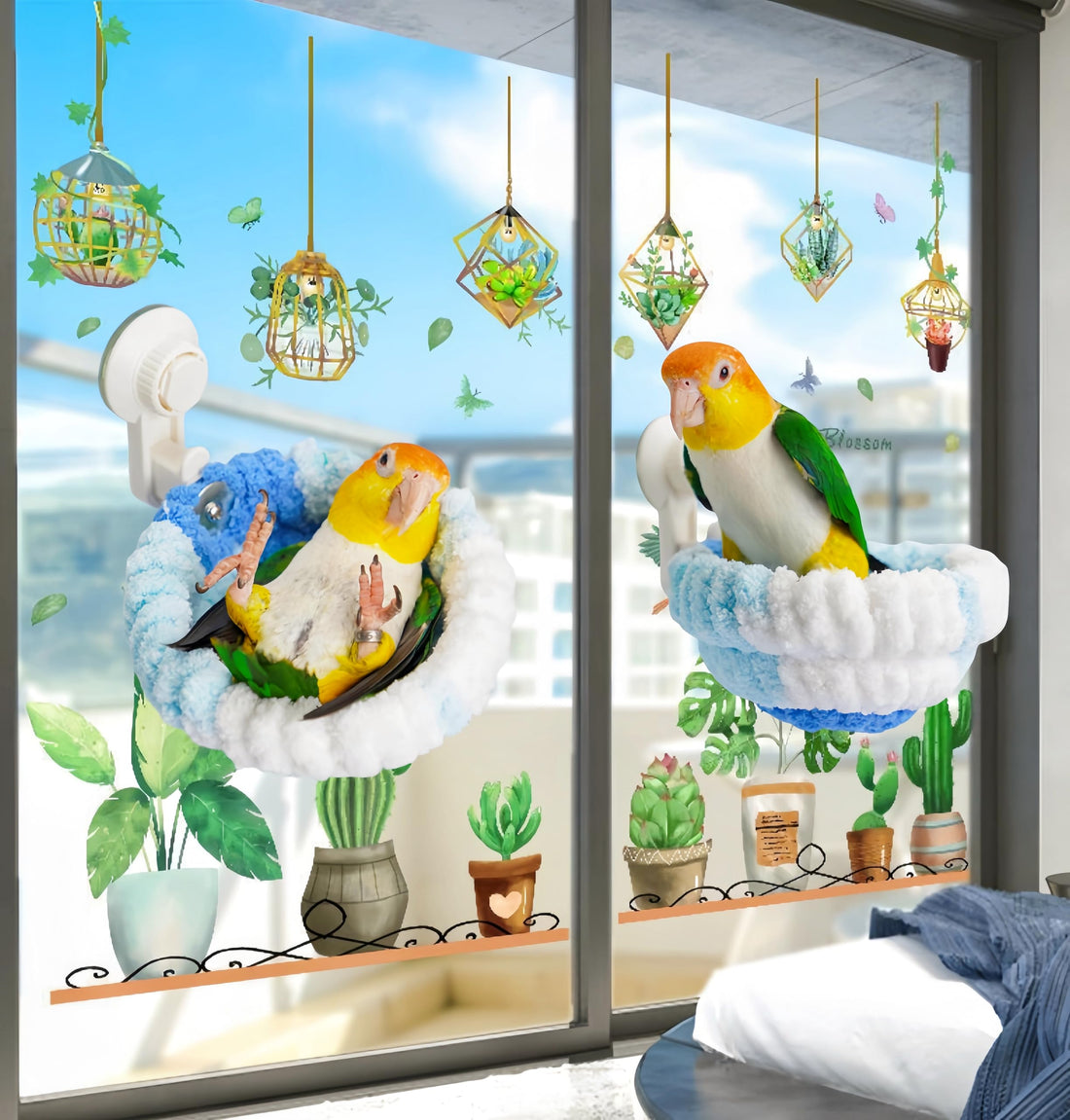 Fluffy Hanging Bird Bed - Cozy Nest for Pet Birds