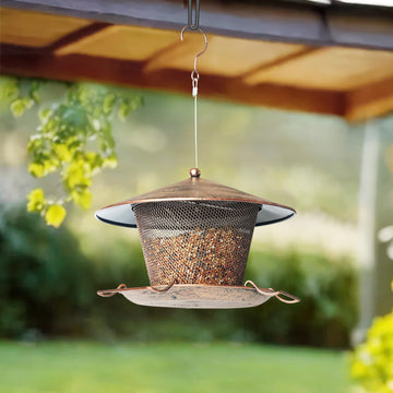 All-Metal Squirrel-Proof Bird Feeder - 3 LB Capacity with Oversized Weatherproof Roof