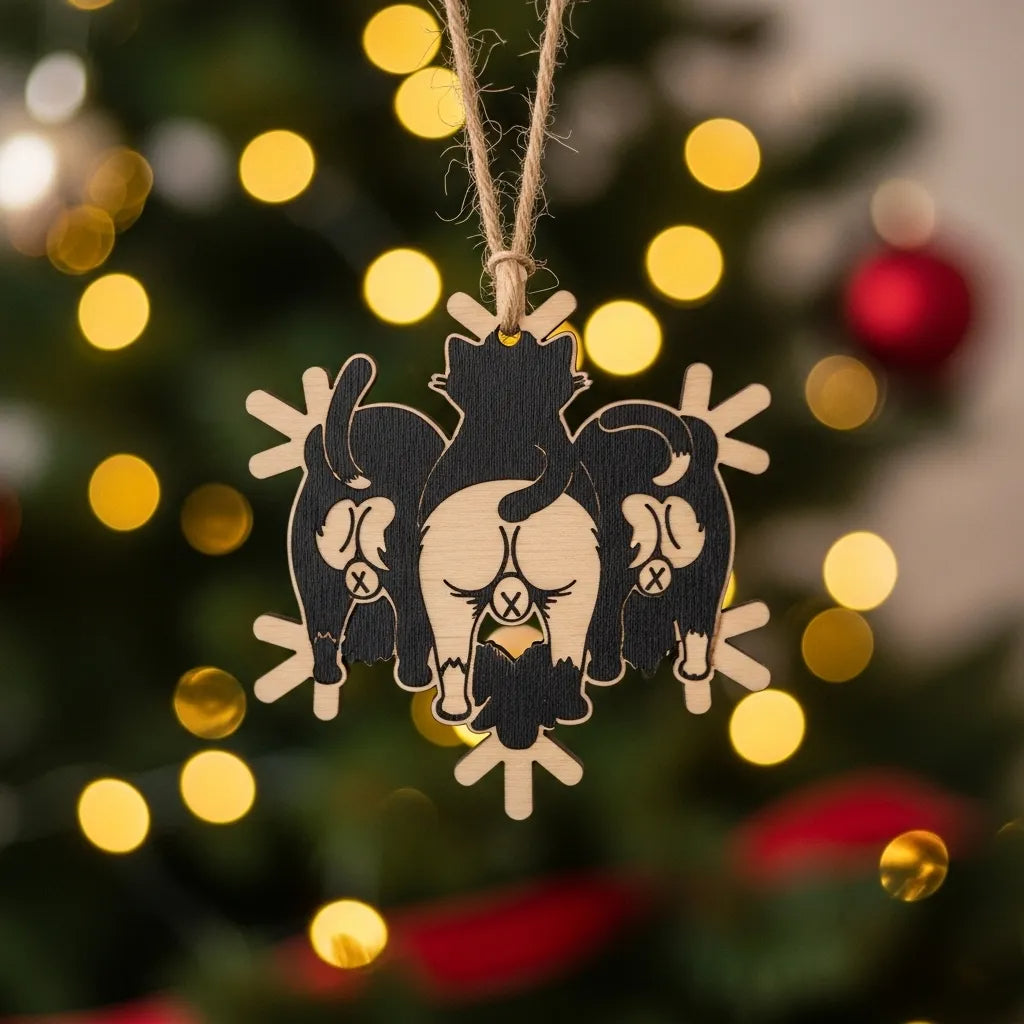 Christmas Gift--Cat Butt Snowflake Christmas Ornament