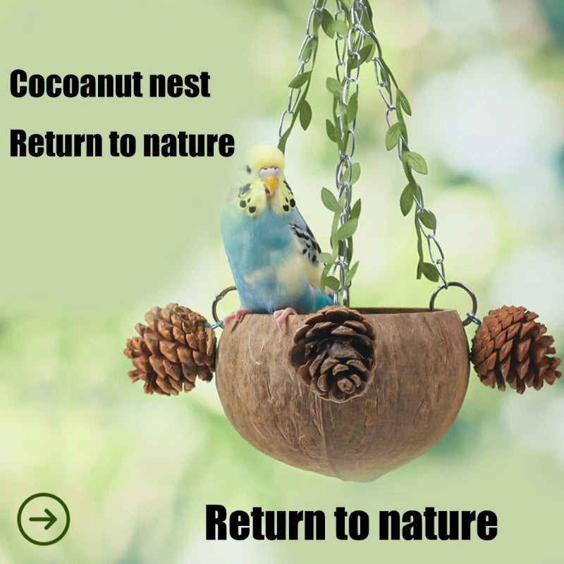 Handmade Coconut Shell Bird Nest
