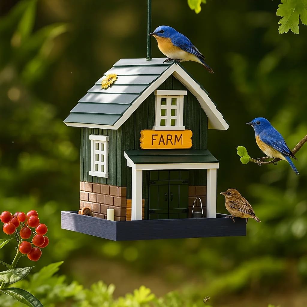 Black Hanging Composite Bird House - Weatherproof Nesting Box for Garden