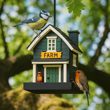 Black Hanging Composite Bird House - Weatherproof Nesting Box for Garden