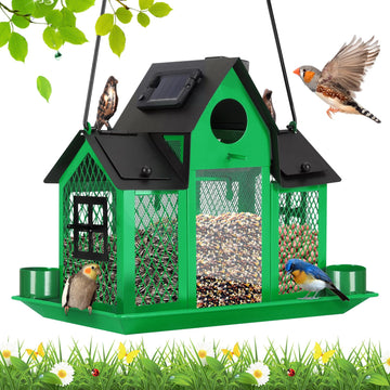 Green Solar Hanging Bird Feeder Outdoor