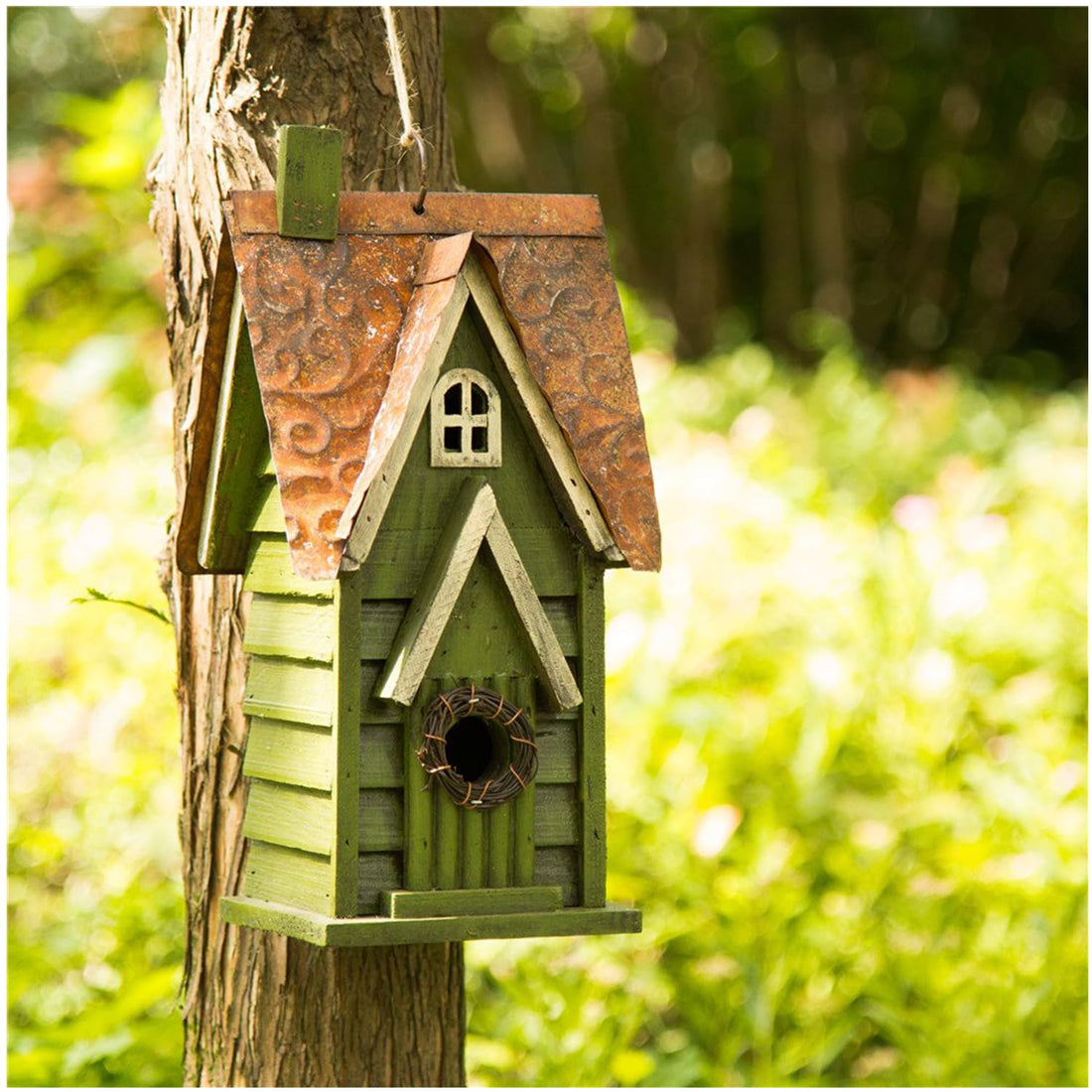 Antique-Style Hanging Wooden Birdhouse for Garden