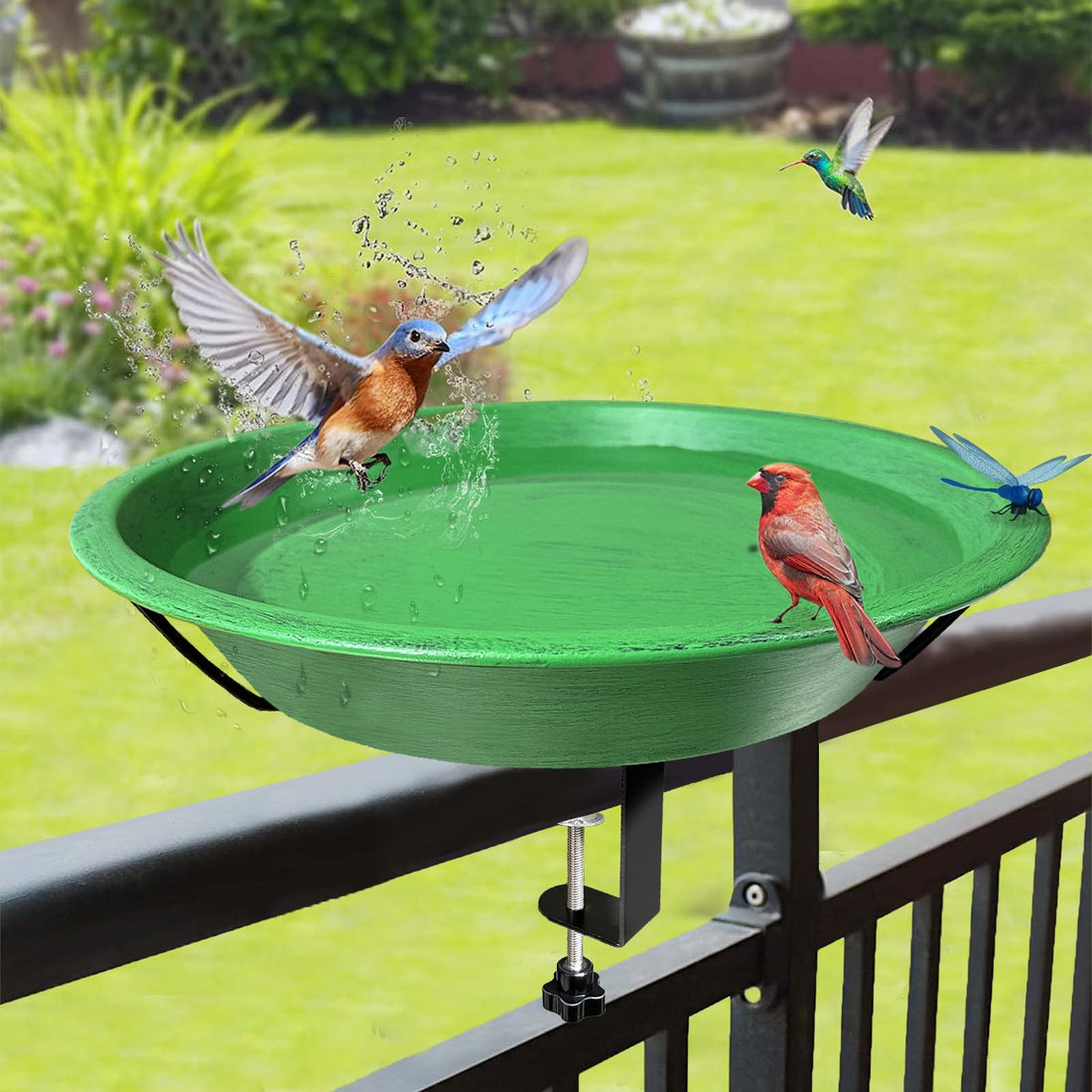 Adjustable Metal Bird Bath with Sturdy Clamp