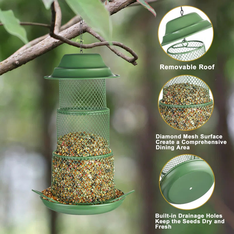 Metal Squirrel-Proof Bird Feeder - Outdoor Hanging Wild Bird Feeder with Gravity Guard