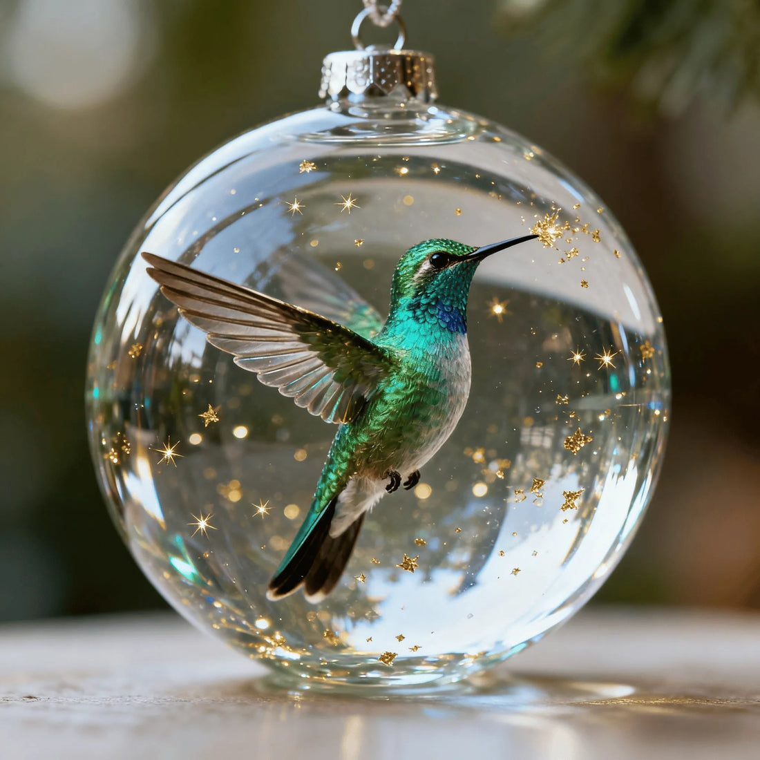 Nature's Birds Crystal Glass Ornament Gift Set