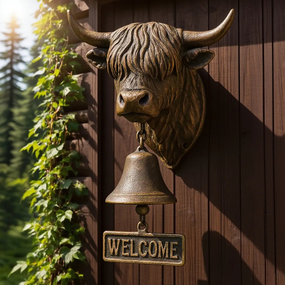 Highland Cow Welcome Bell