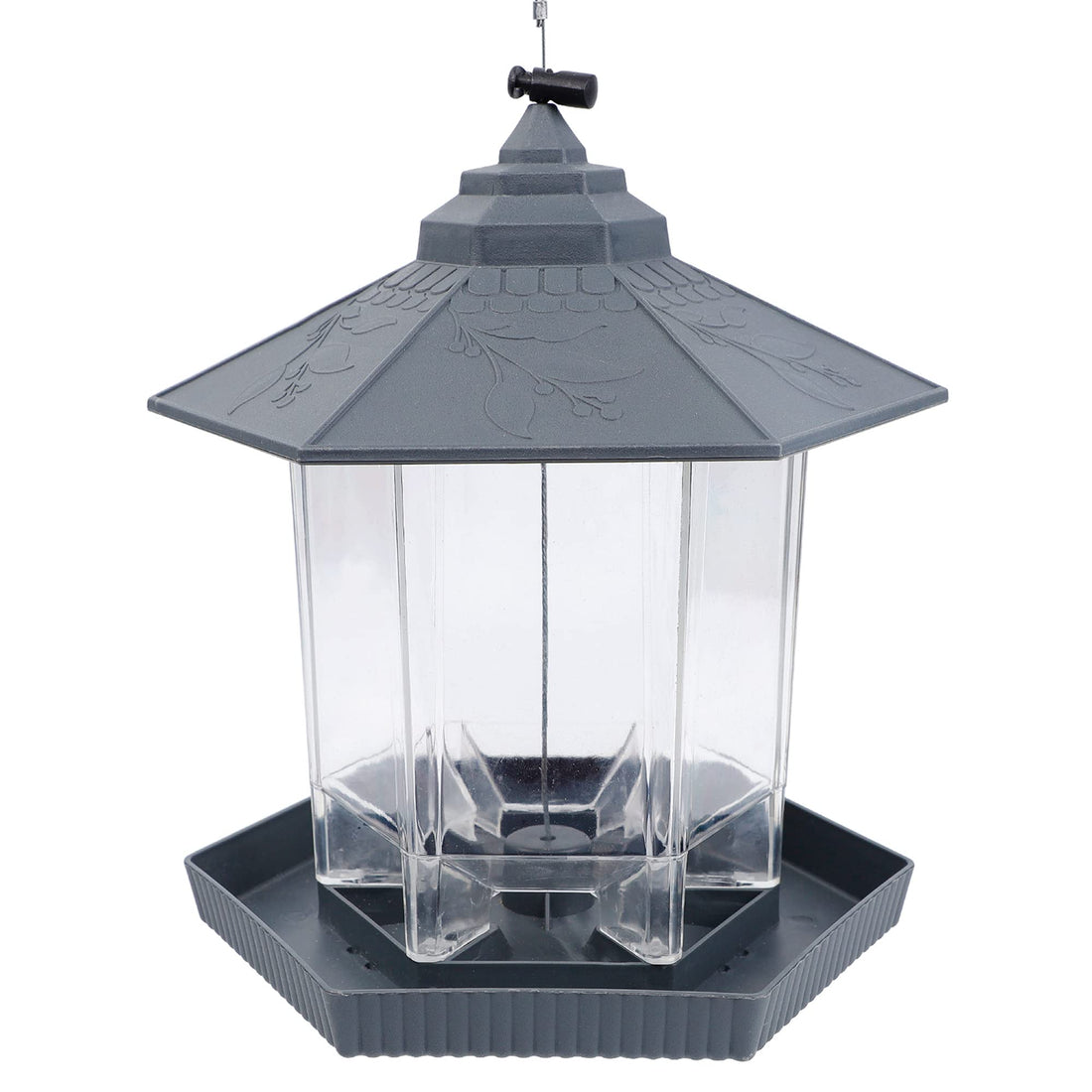 Light Grey Squirrel-Proof Hanging Bird Feeder for Garden & Yard