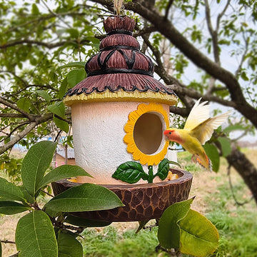 Hanging Bird Outdoor Garden Decoration Resin Feeder Hut