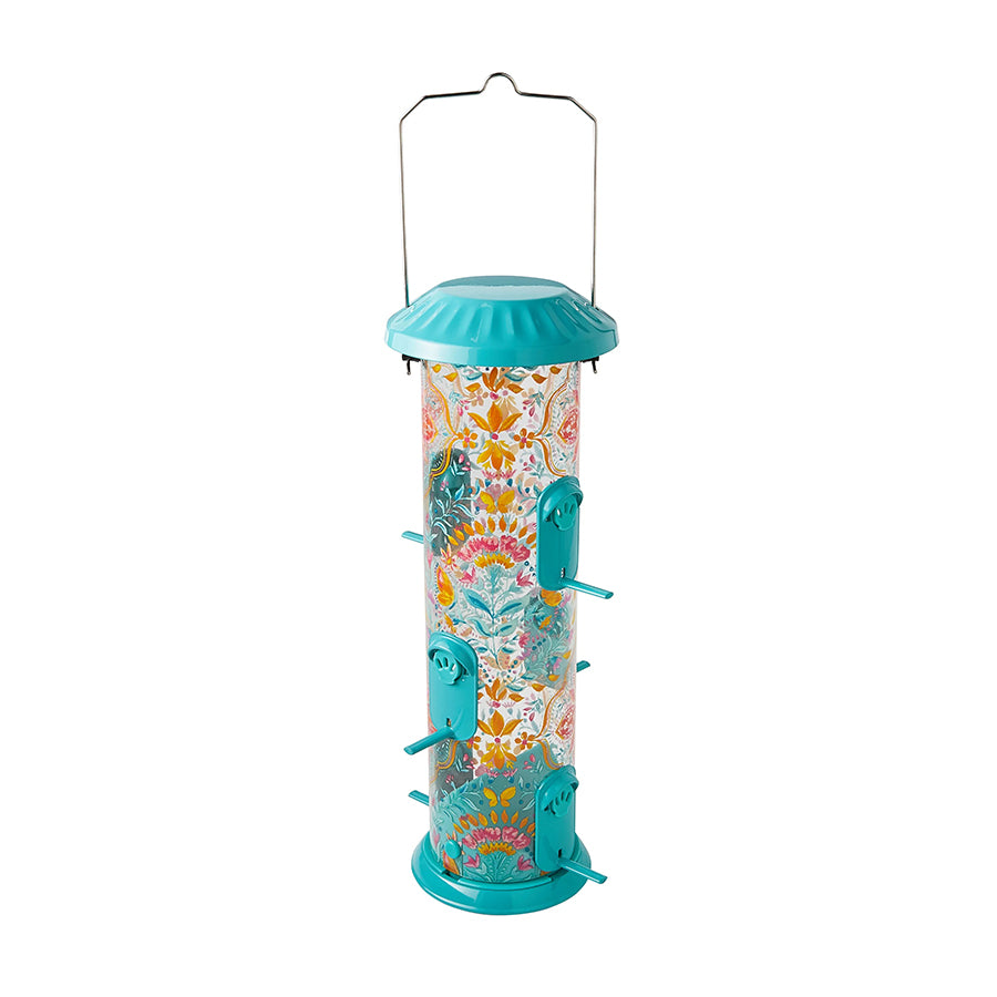 The Pioneer Woman Folk Geo Plastic Deluxe Easy Clean Tube Bird Feeder
