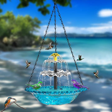 Solar Bird Bath with Hanging Hook - Automatic Water Fountain for Garden