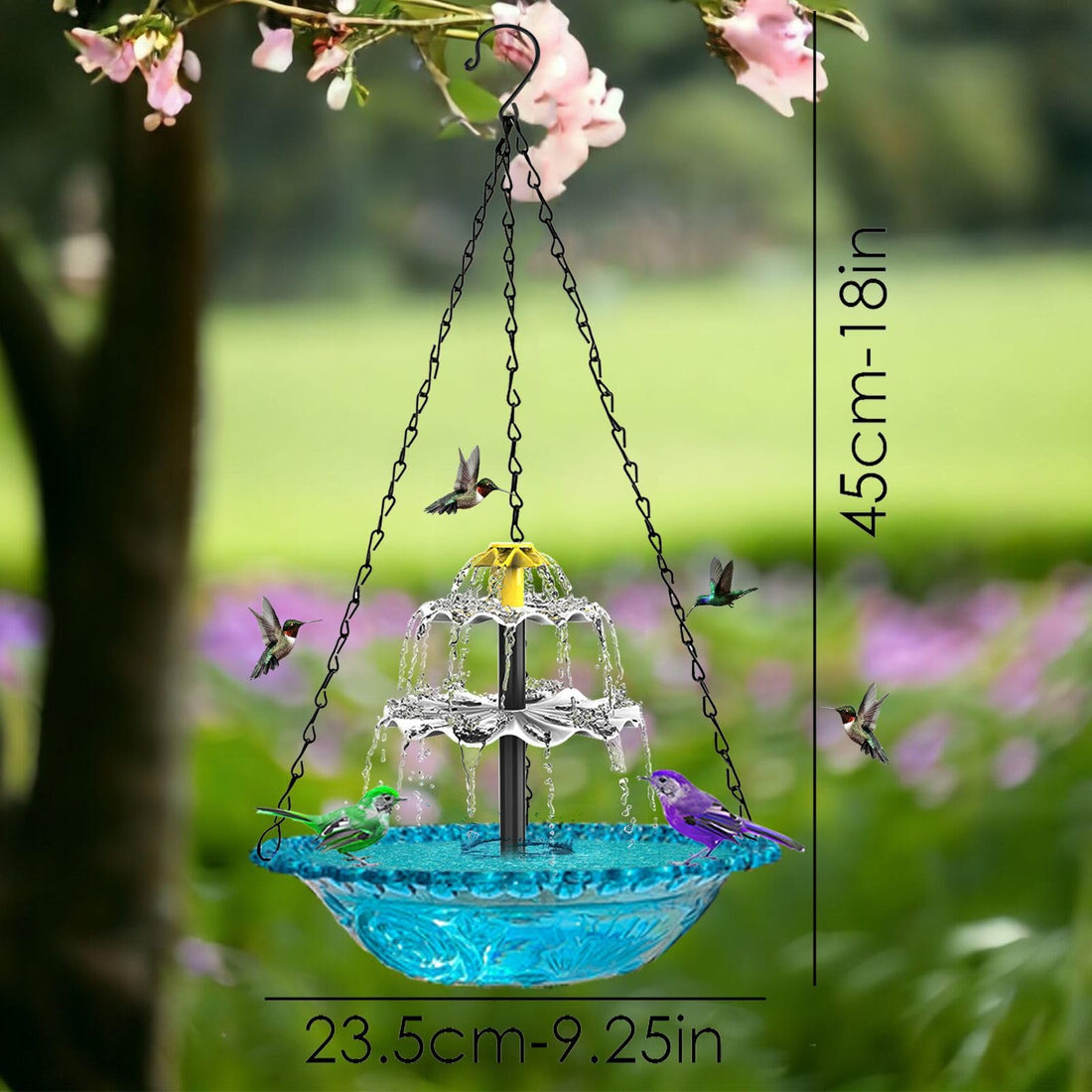 Solar Bird Bath with Hanging Hook - Automatic Water Fountain for Garden