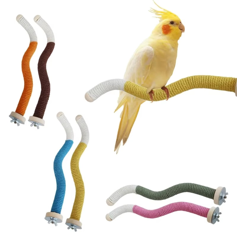 Two Pieces of Bird Chewing Toys and Platform Cage Toys