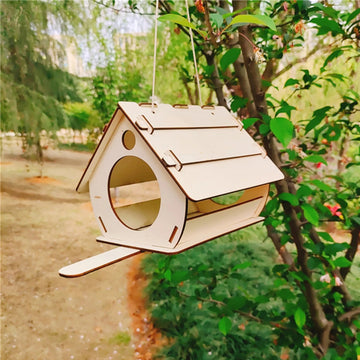Easy-to-Hang Wooden Bird Feeder - Outdoor Hanging Cage for Wild Birds