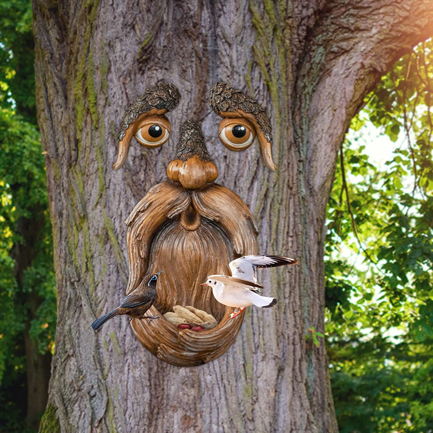 Bark-Textured Bird Feeder - Unique Outdoor Hanging Decor for Wild Birds
