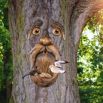 Bark-Textured Bird Feeder - Unique Outdoor Hanging Decor for Wild Birds
