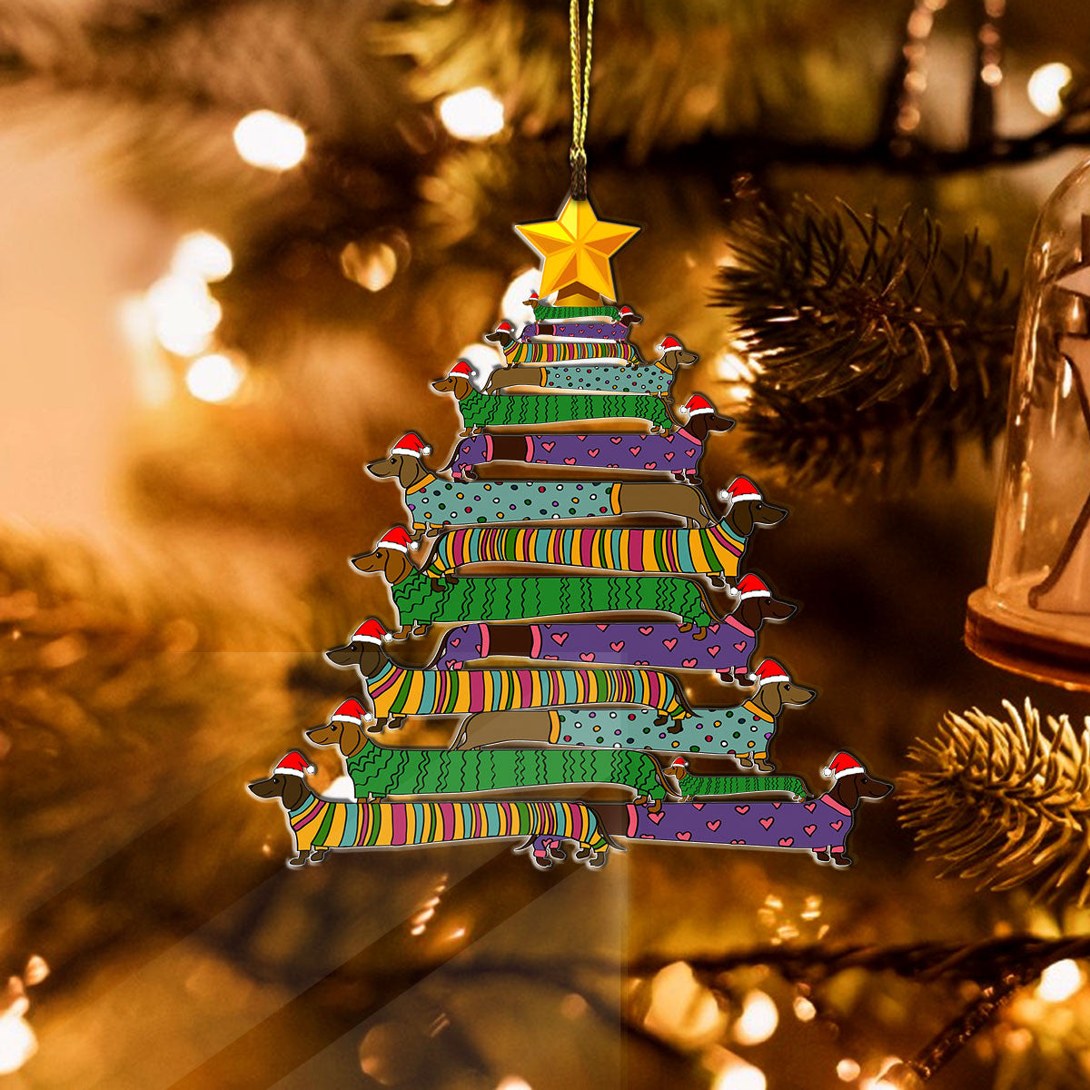 Merry Dachshund Christmas Ornament