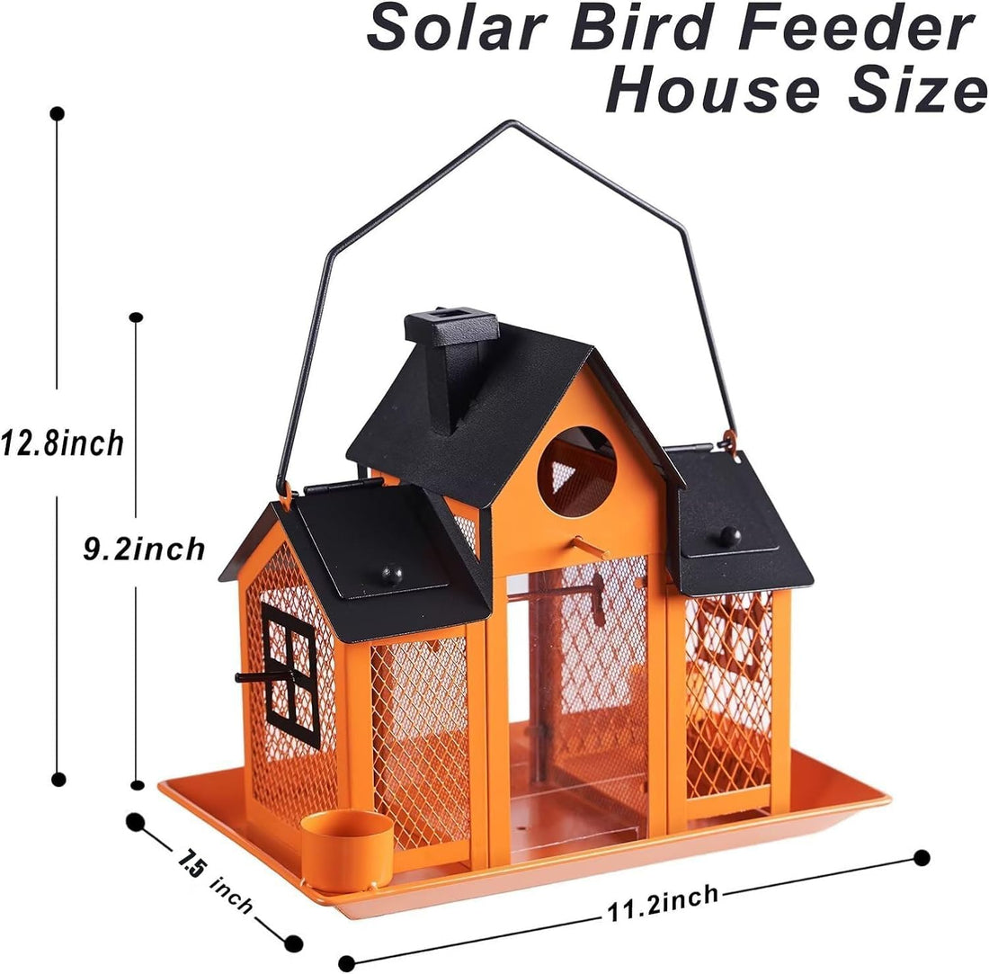 Orange Solar Hanging Bird Feeder Outdoor