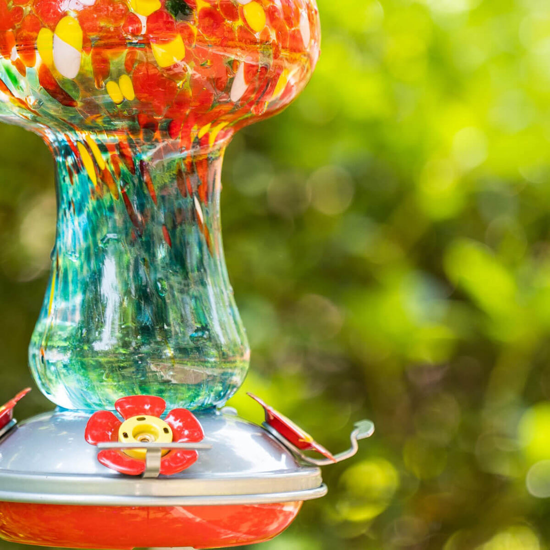 Hand Blown Glass Hummingbird Feeder
