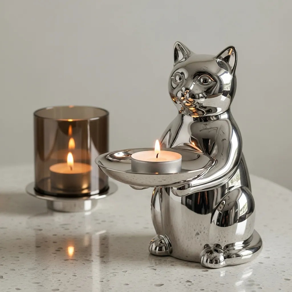 Silver Metal Animal Candle Holder