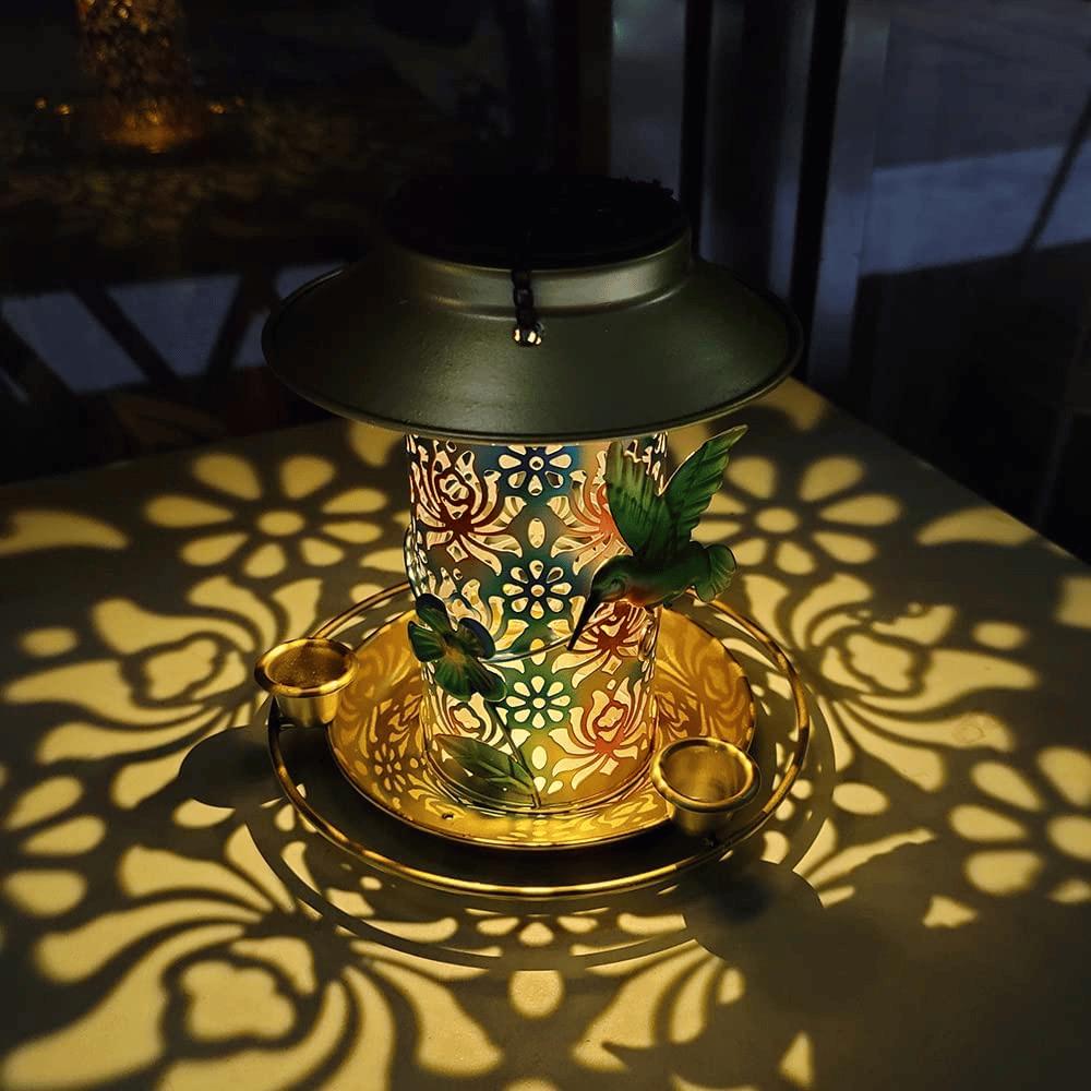 Metal Bird Feeder Outdoor Hanging Solar Lamp